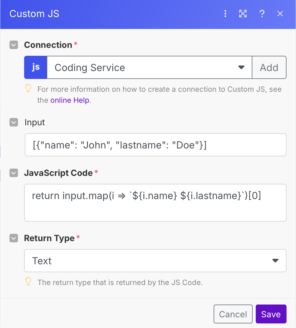 JSON Parameter Make.com
