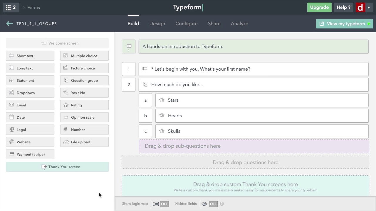 Typeform Form Builder - Conversational UI and design options